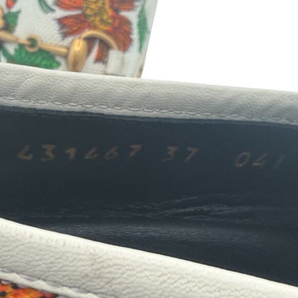 Gucci Jordaan Horsebit Buckle Loafer Cream Multicolor Floral Canvas EU 37 US 7 - Picture 5 of 16